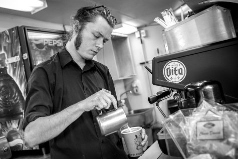 Justin Denewith, drummer for Chris King & The Gutterballs provides a caffeine fix for anyone in dire need of a pick-me-up.