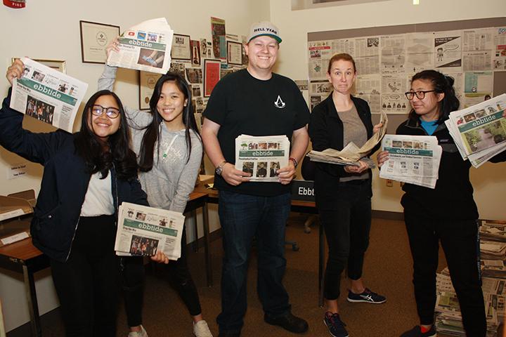 Exiting Ebbtiders (from left): Davira Sha ena, Frances Hui, Connor Tee, Kristen Clark and Areeya Tipyasothi