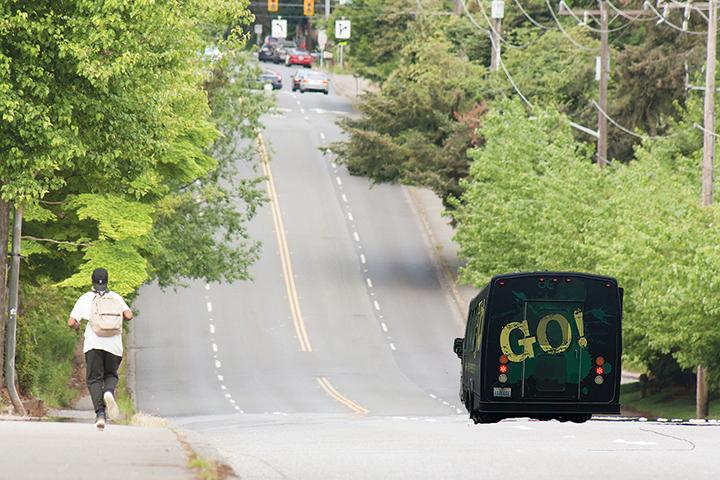 Soon students will no longer face this arduous ascent as a new shuttle stop will be added at 160th and Aurora.