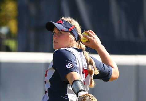 Kacey Hvitved, eyes forward, prepares to throw heat in the SEC. PHOTO CREDITS: University of Mississippi