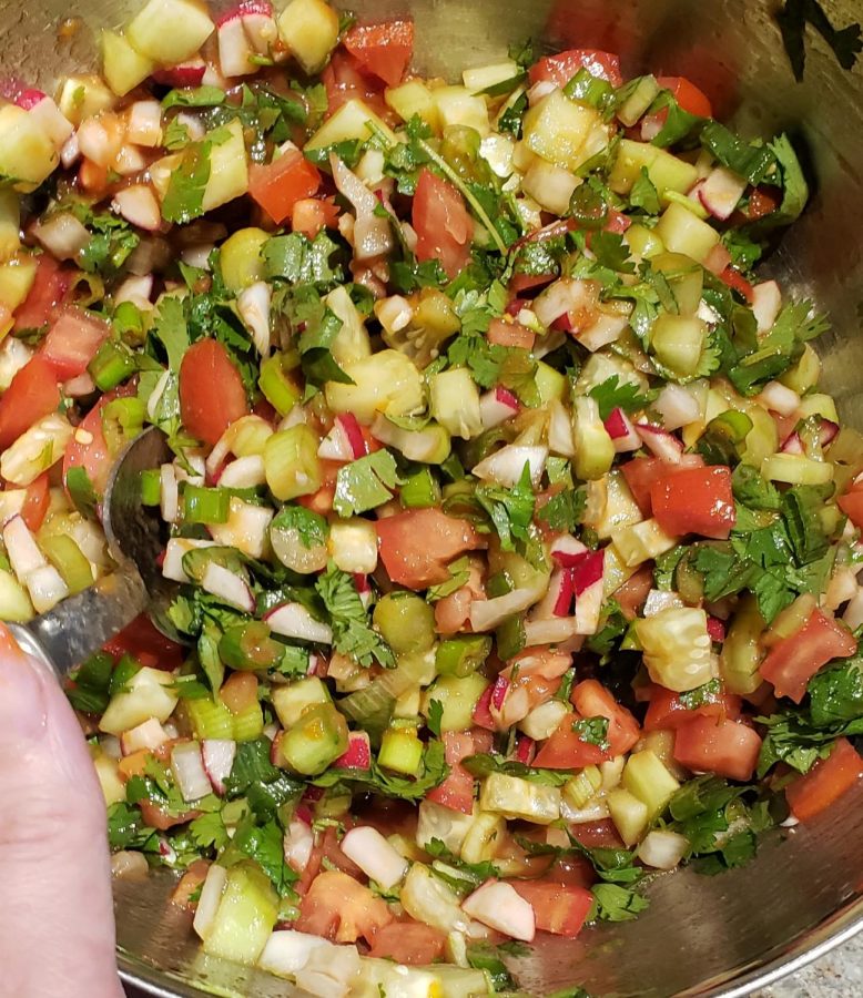 A combination of veggies for the salsa