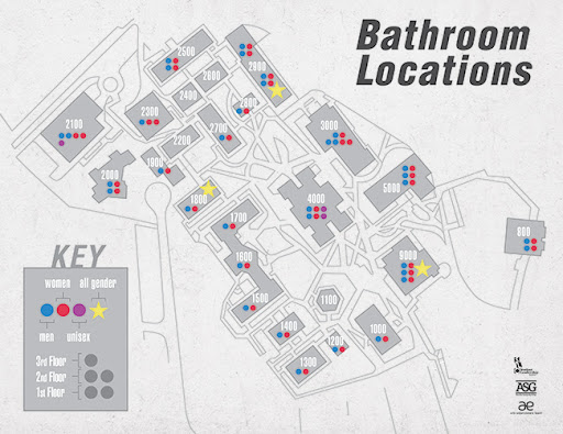 Map of bathroom locations at SCC
