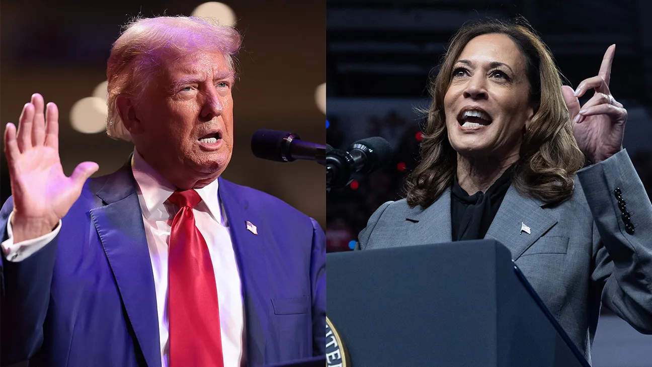 A photo of Donald Trump and Kamala Harris.