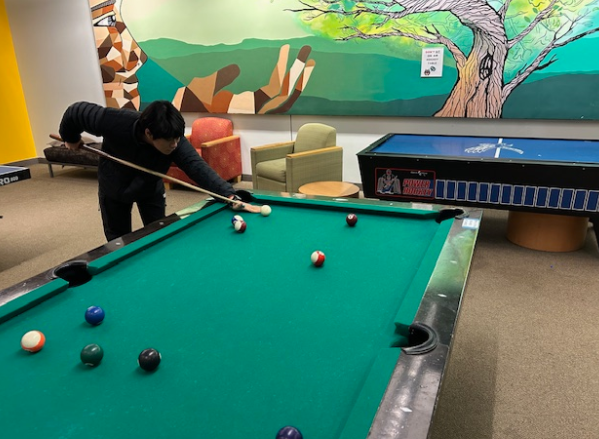 The game room now has billiard tables for students to enjoy and play with friends.