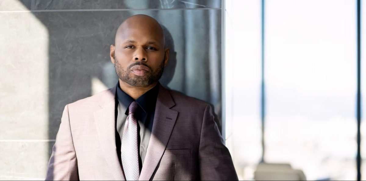 Dante King spoke to an audience about white supremecy at Shoreline College on Feb. 25. King is the author of The "Psychopathy of Whiteness."